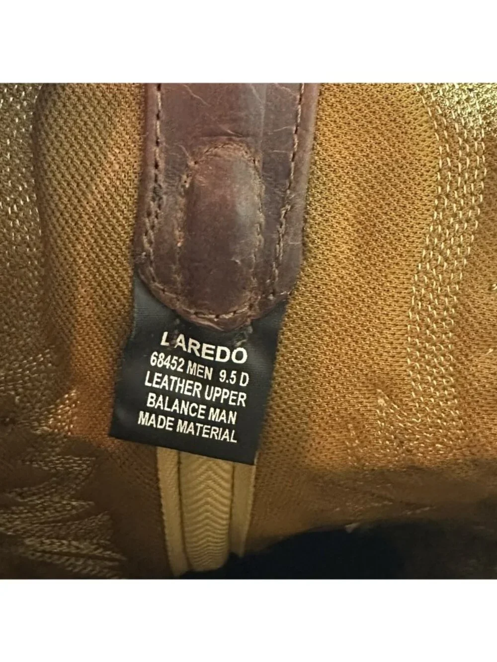 Laredo Men's 9.5D Brown Leather Western Cowboy Boots Classic Round Toe Pull-On